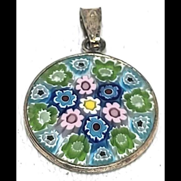 Vintage Antica Murrina Veneziano Murano Sterling Silver Glass Pendant - Picture 2 of 5